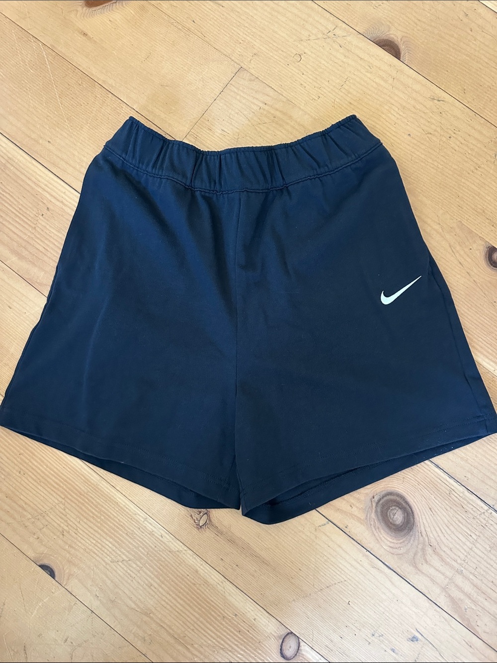 Black Nike women’s  Athletic Shorts with White embroidered Swoosh NWT